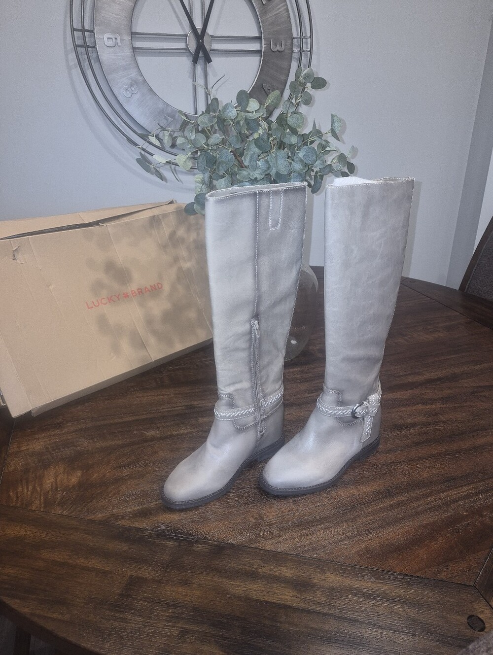 Lucky Brand Women's Light Gray Over-the-Knee Riding Boots